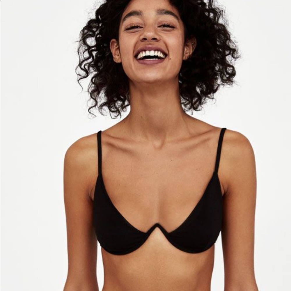 ISO Zara v-neck textured weave bikini top